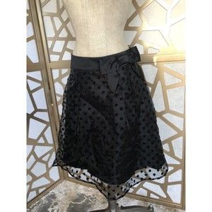 ELLE  black skirtSHEER OVERLAY POLKA DOT 2 Knee Length A Line Pleated Occasions